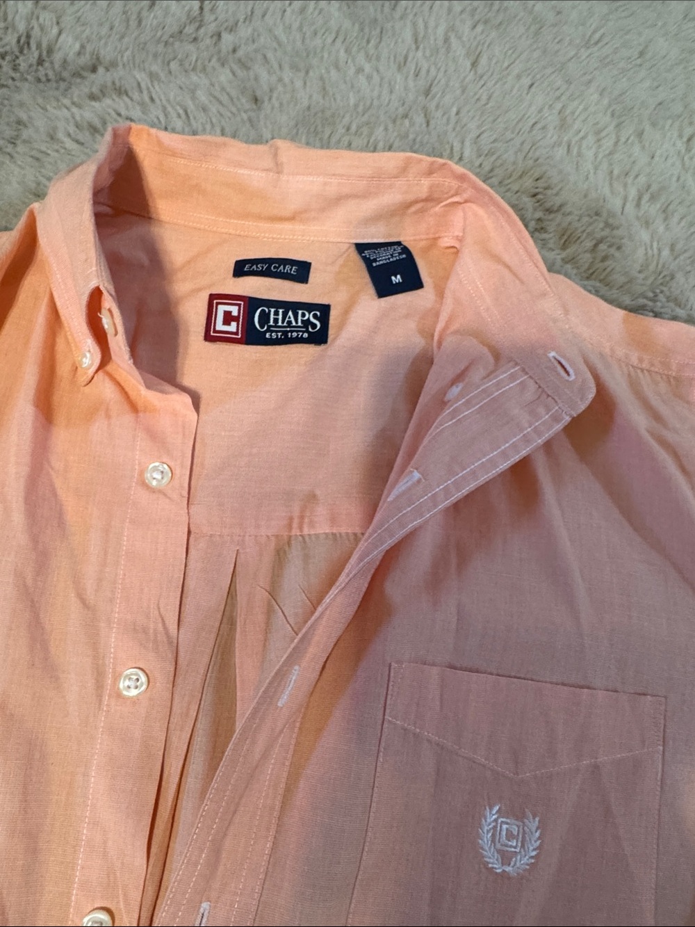 Chaps Light Peach Button-Down Shirt